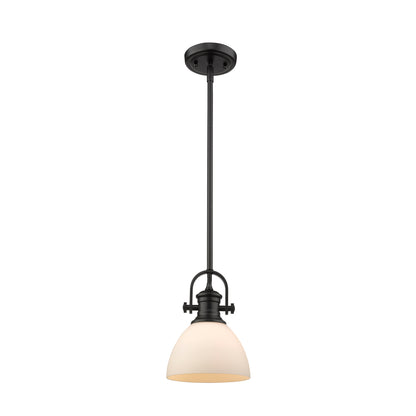 Hines Mini Pendant in Matte Black with Opal Glass - Matte Black / Opal / White - Golden Lighting