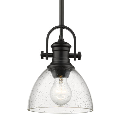 Yep by Golden Lighting Hines 1-light 7in Pendant in Matte Black and Seeded Glass - Default Title - Golden Lighting