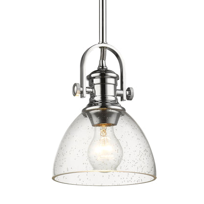 Yep by Golden Lighting Hines 1-light 7in Pendant in Chrome and Seeded Glass