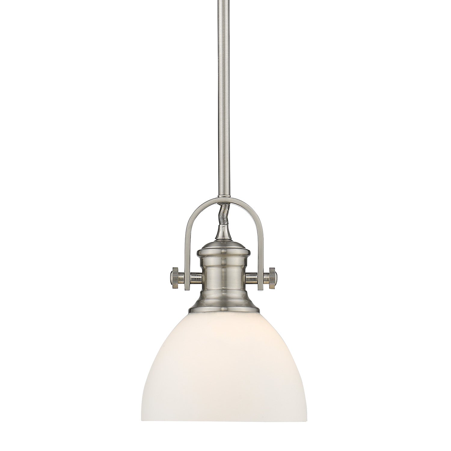 Hines Mini Pendant in Pewter with Opal Glass - - Golden Lighting