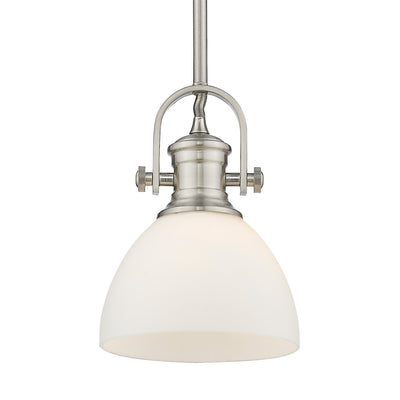 Yep by Golden Lighting Hines 1-light 7in Pendant in Pewter and Opal Glass - Default Title - Golden Lighting