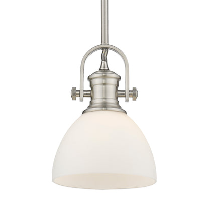 Yep by Golden Lighting Hines 1-light 7in Pendant in Pewter and Opal Glass - - Golden Lighting