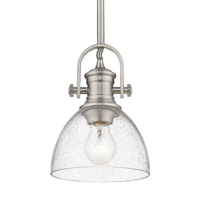 Yep by Golden Lighting Hines 1-light 7in Pendant in Pewter and Seeded Glass - Default Title - Golden Lighting