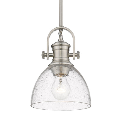 Yep by Golden Lighting Hines 1-light 7in Pendant in Pewter and Seeded Glass