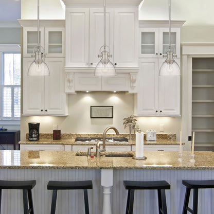 Yep by Golden Lighting Hines 1-light 7in Pendant in Pewter and Seeded Glass