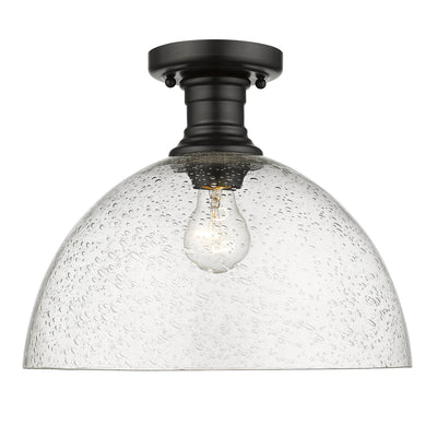 Yep by Golden Lighting Hines 1-light 14 in Semi-Flush Mount in Matte Black and Seeded Glass - Default Title - Golden Lighting