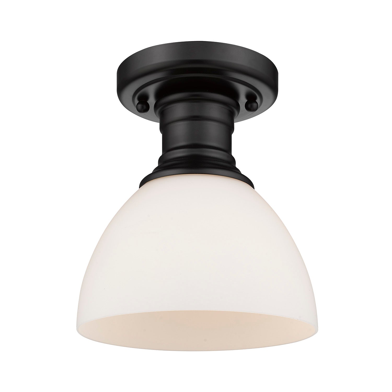 Yep by Golden Lighting Hines 1-light Semi-Flush Mount in Matte Black and Opal Glass - - Golden Lighting