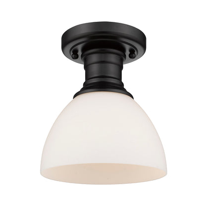 Yep by Golden Lighting Hines 1-light Semi-Flush Mount in Matte Black and Opal Glass - - Golden Lighting