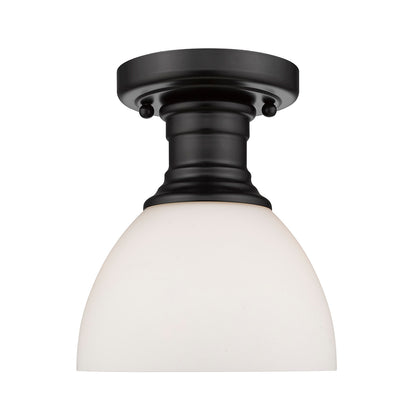 Hines Semi-flush in Matte Black with Opal Glass - - Golden Lighting