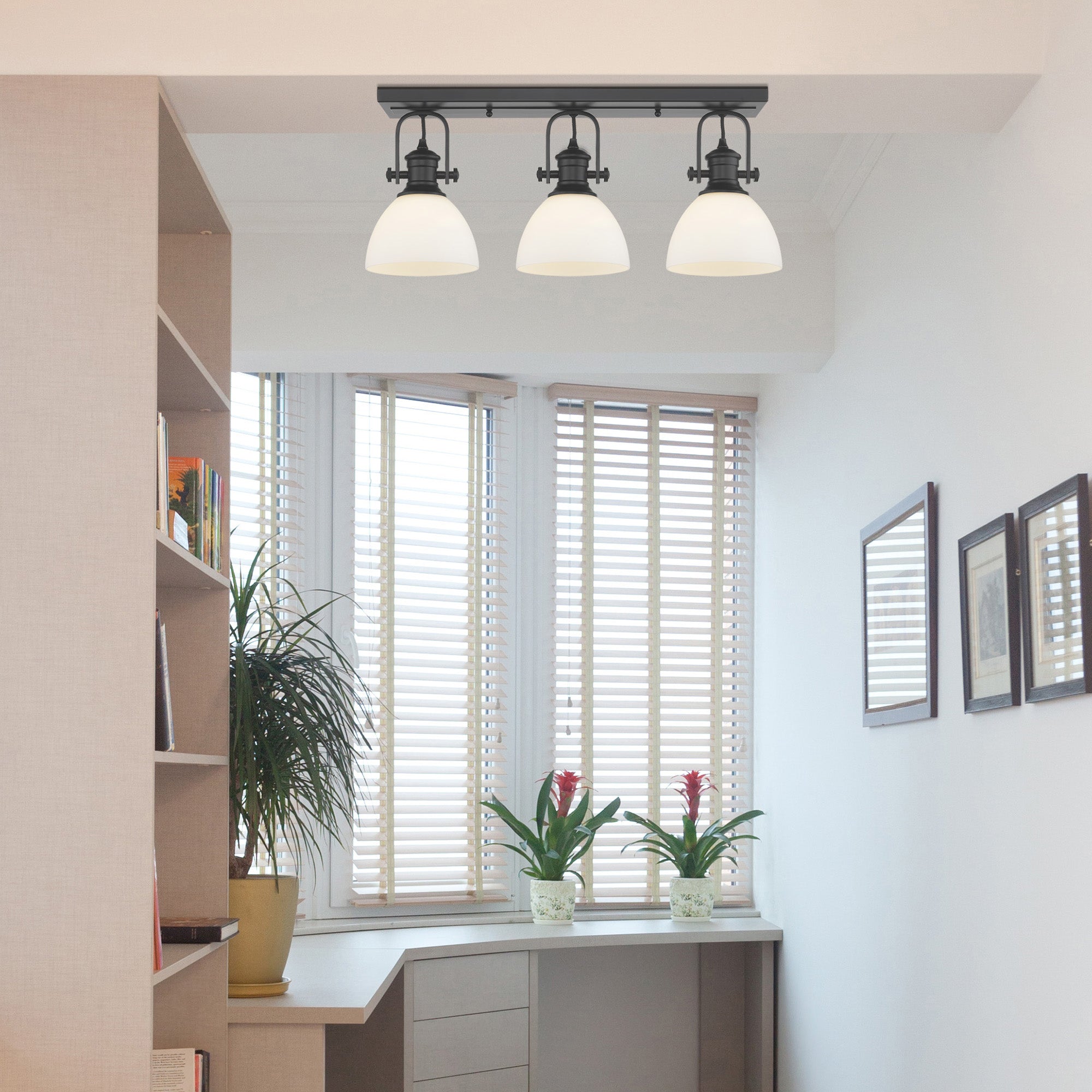 Hines Semi-flush in Matte Black with Opal Glass - Default Title - Golden Lighting