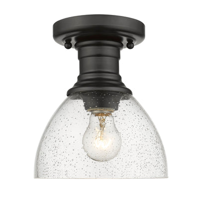 Yep by Golden Lighting Hines 1-light Semi-Flush Mount in Matte Black and Seeded Glass - Default Title - Golden Lighting