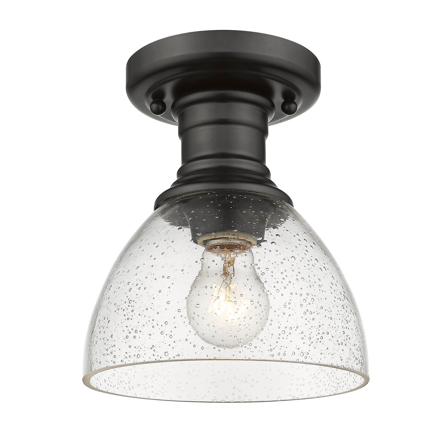 Hines Semi-flush in Matte Black with Seeded Glass - Default Title - Golden Lighting