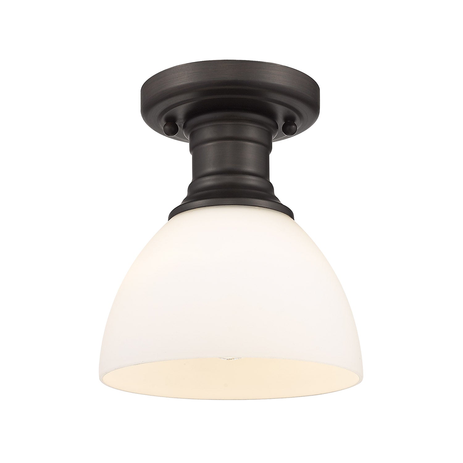 Yep by Golden Lighting Hines 1-light Semi-Flush Mount in Rubbed Bronze and Opal Glass - - Golden Lighting