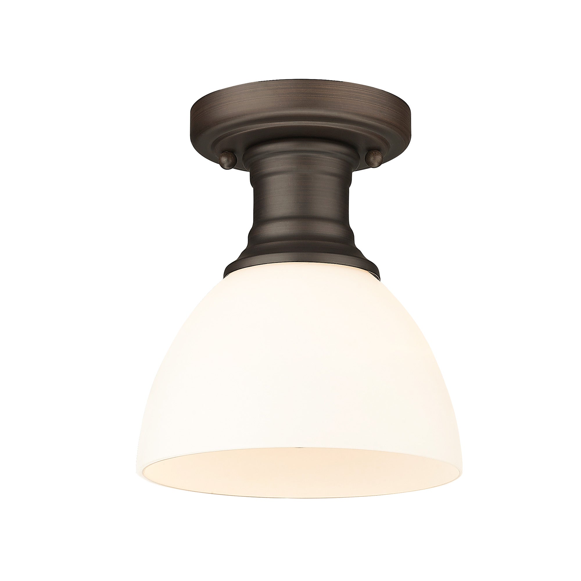 Hines Semi-flush in Rubbed Bronze with Opal Glass - - Golden Lighting