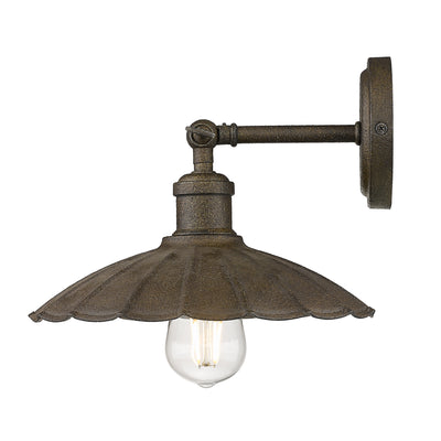 Clemence 1-light Wall Sconce in Dark Rust, side view - Golden Lighting