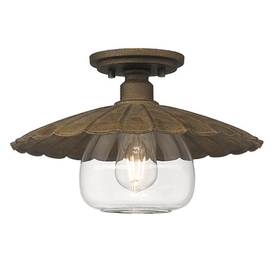 Clemence 1-light Flush Mount in Dark Rust - Golden Lighting