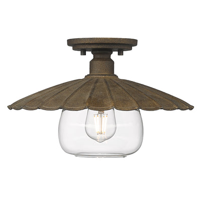 Clemence 1-light Flush Mount in Dark Rust - Golden Lighting