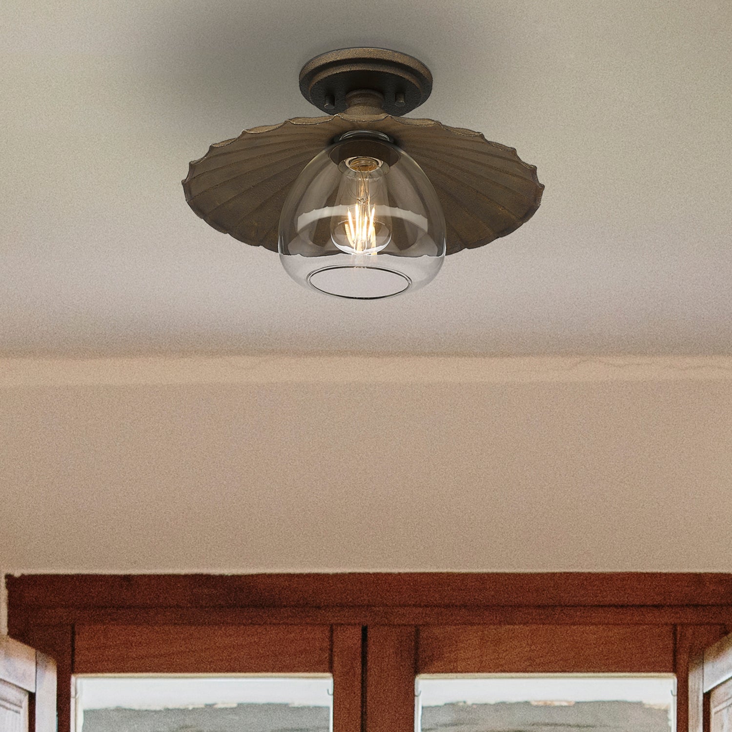 Clemence 1-light Flush Mount in Dark Rust
