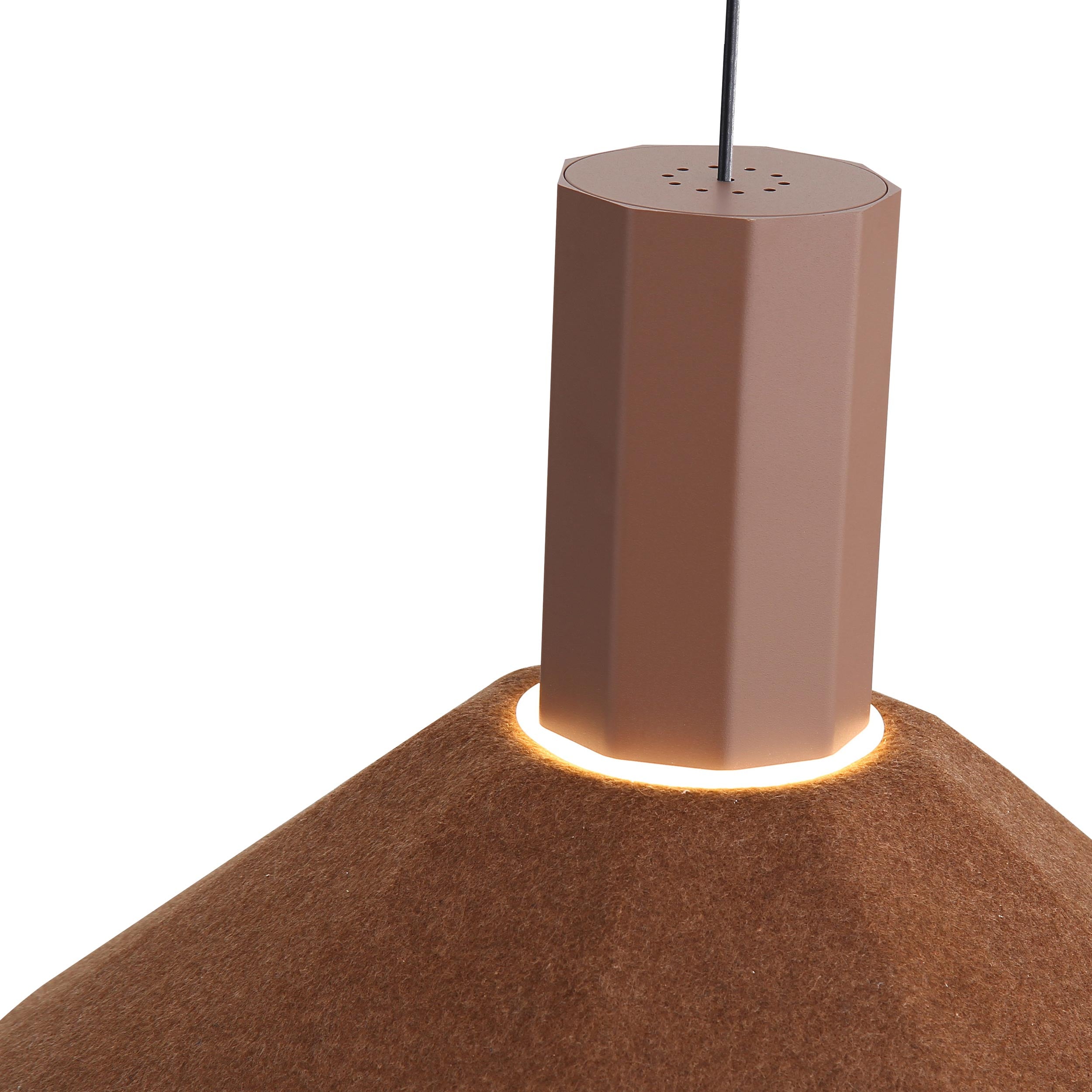 Golden Lighting Faroe 13in Integrated LED Pendant in Coffee/Black Felt - - Golden Lighting