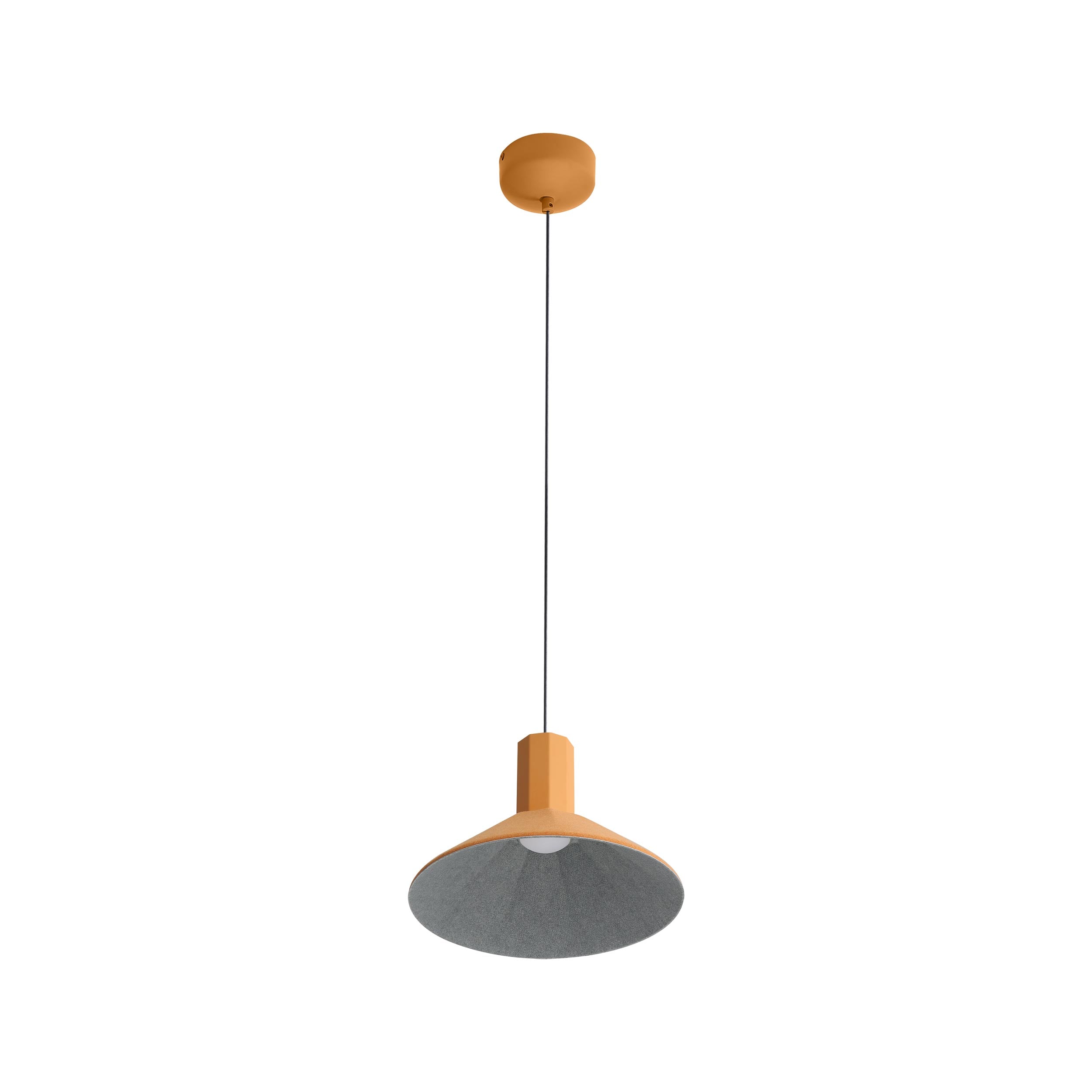 Golden Lighting Faroe 13in Integrated LED Pendant in Earth Yellow/Grey Felt - - Golden Lighting