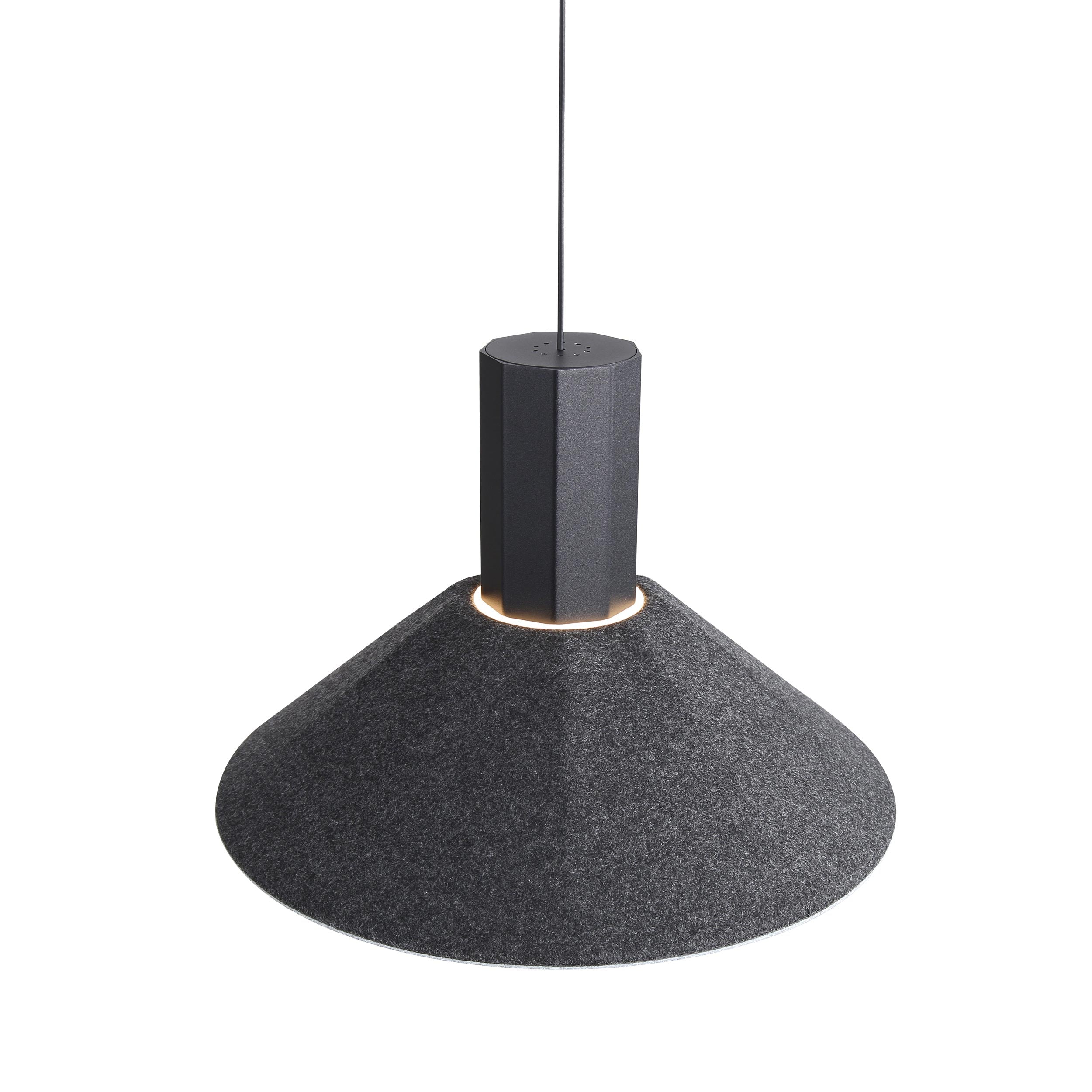 Golden Lighting Faroe 13in Integrated LED Pendant in Flecked Black/Grey Felt - - Golden Lighting