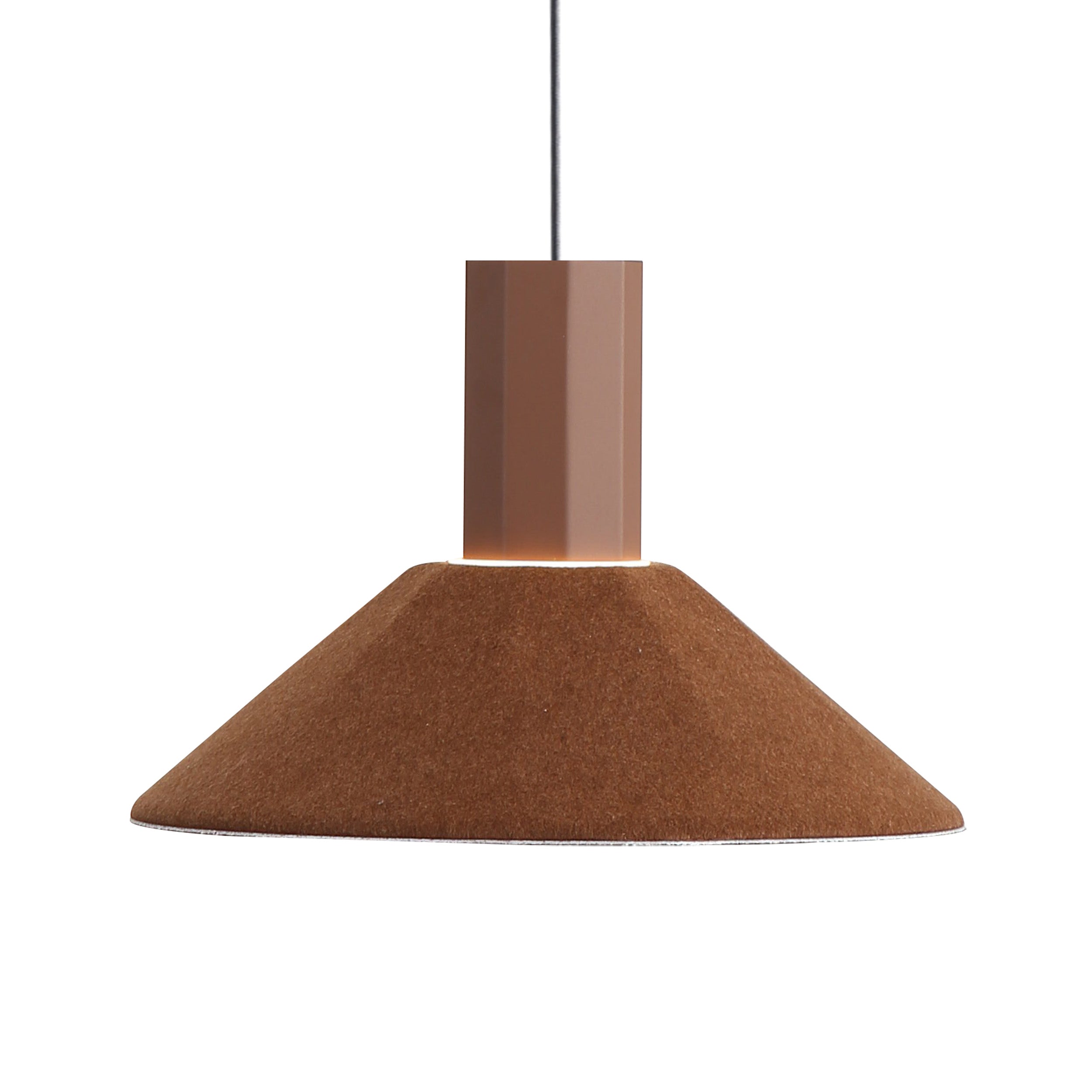 Golden Lighting Faroe 13in Integrated LED Pendant in Coffee/Black Felt