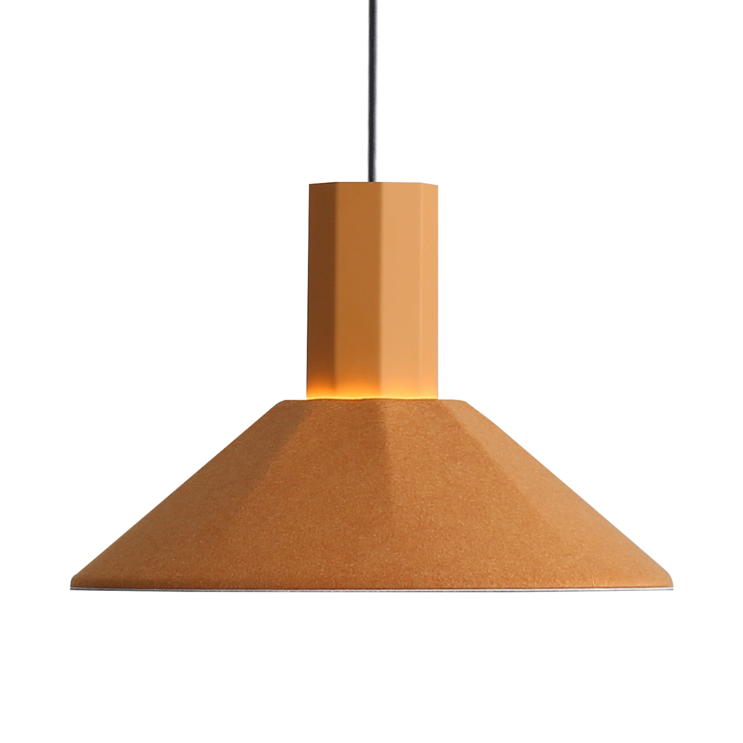 Golden Lighting Faroe 13in Integrated LED Pendant in Earth Yellow/Grey Felt