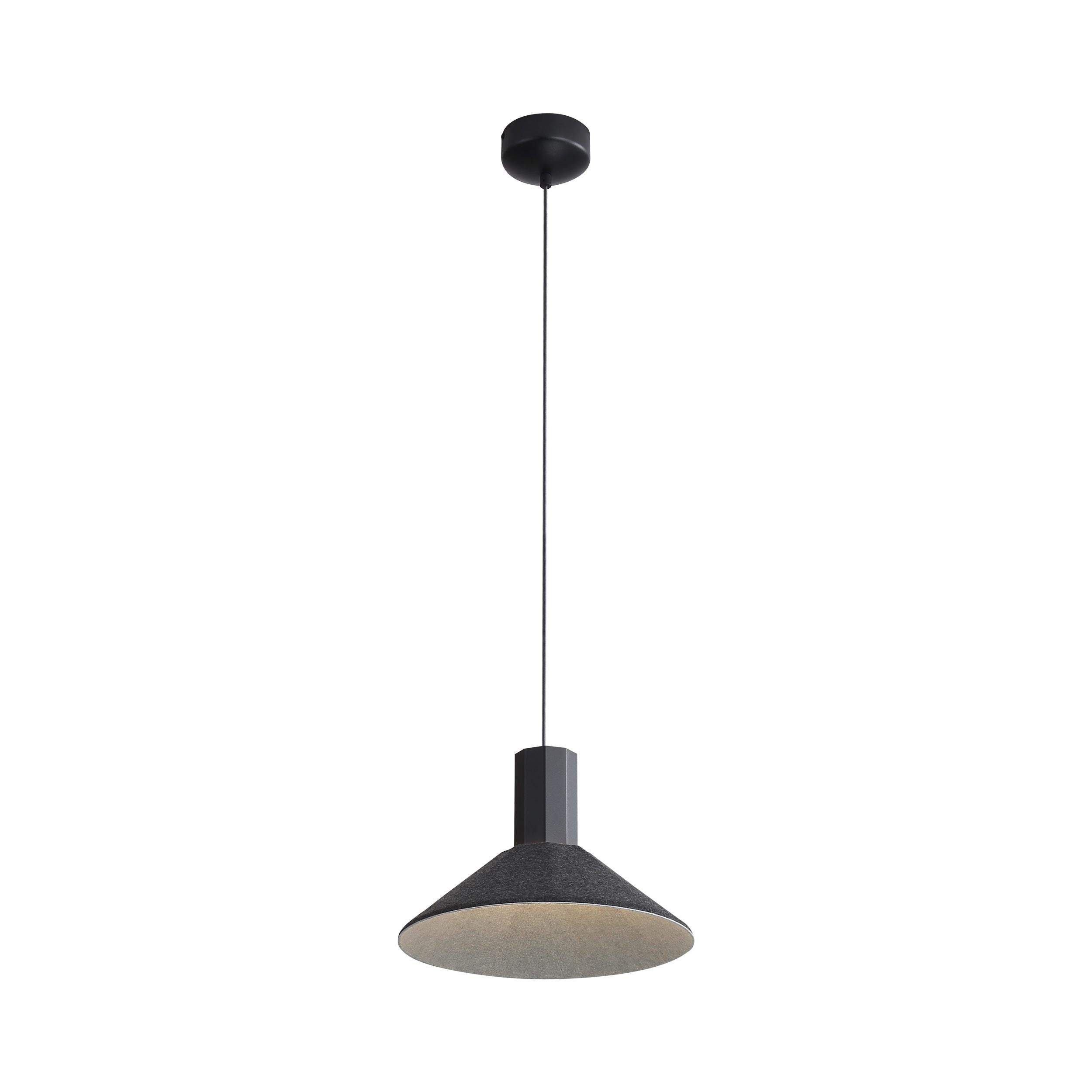 Golden Lighting Faroe 13in Integrated LED Pendant in Flecked Black/Grey Felt - - Golden Lighting