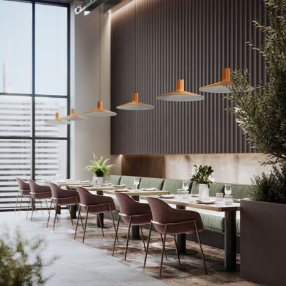 Golden Lighting Faroe 20in Integrated LED Pendant in Earth Yellow/Grey Felt - - Golden Lighting