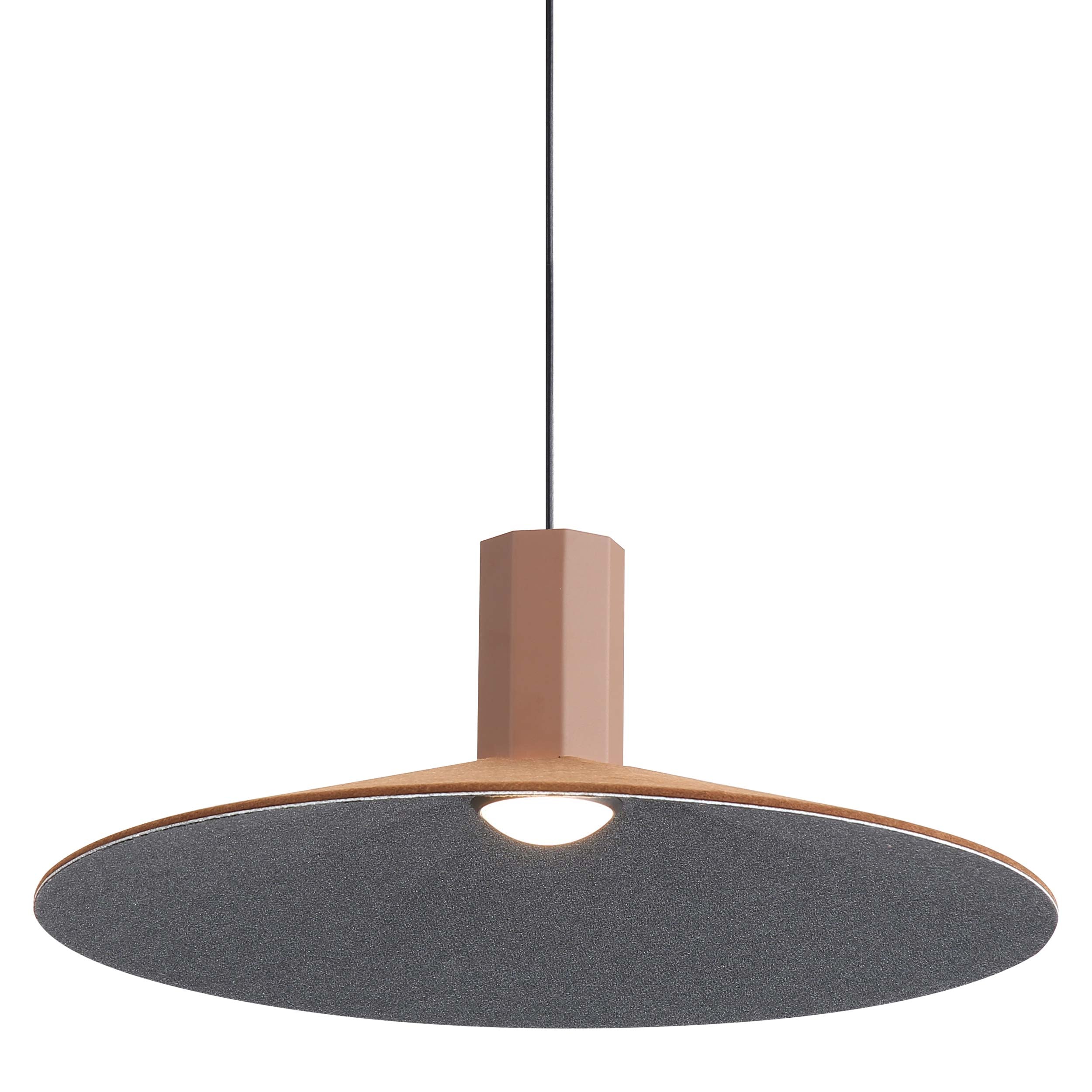 Golden Lighting Faroe 20in Integrated LED Pendant in Coffee/Black Felt