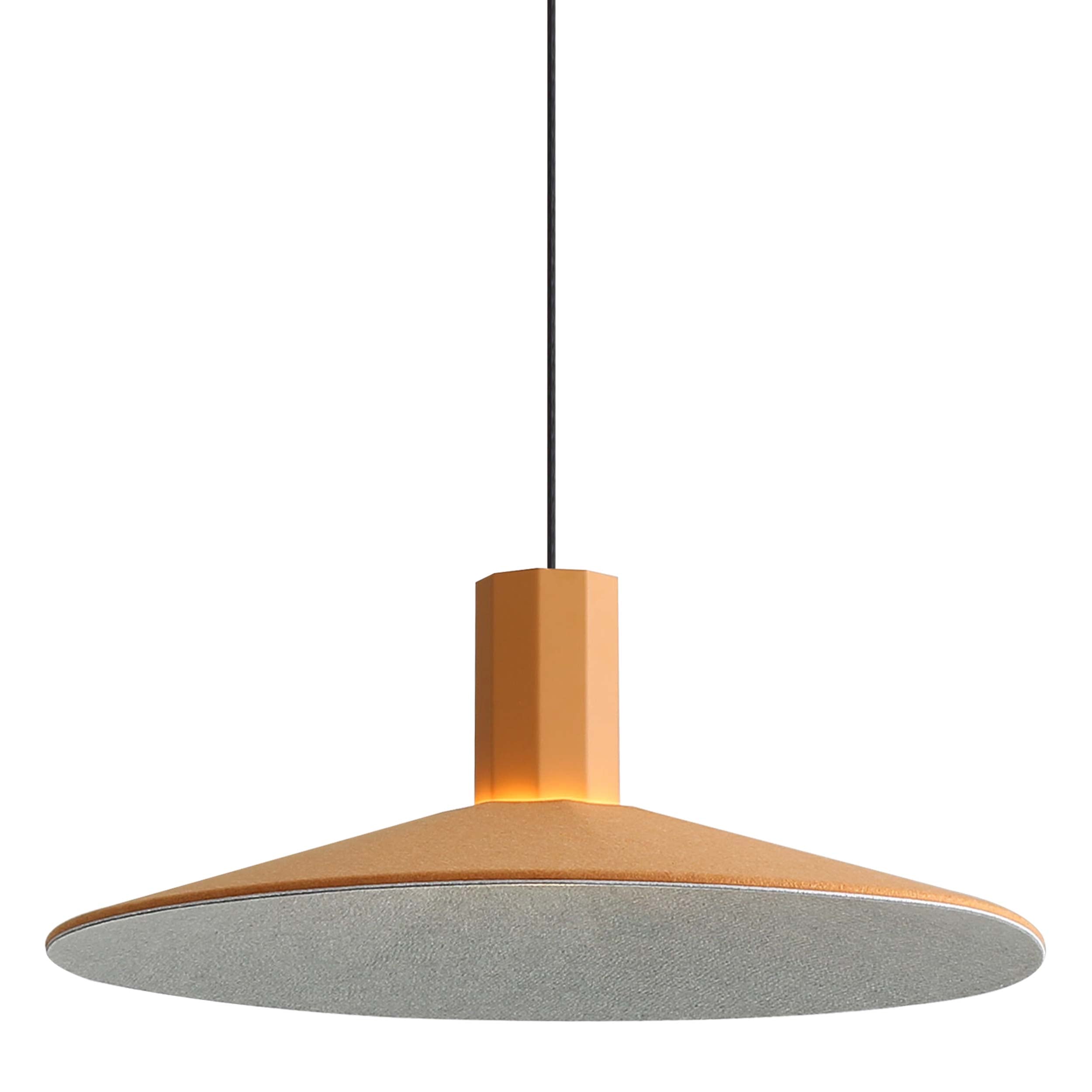 Golden Lighting Faroe 20in Integrated LED Pendant in Earth Yellow/Grey Felt