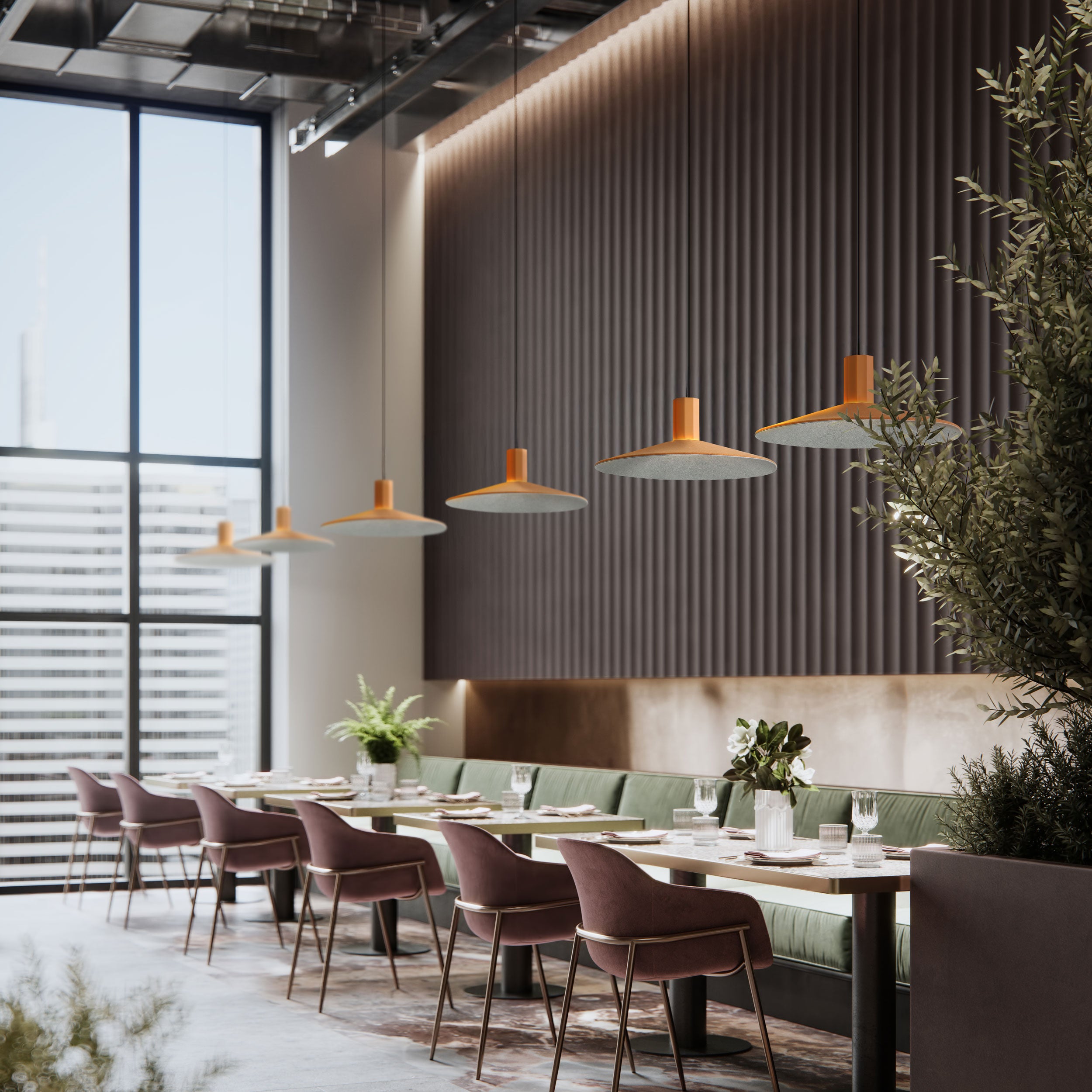 Faroe 20" LED Pendant in Earth Yellow/Grey - Default Title - Golden Lighting