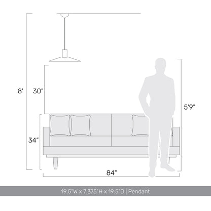 Golden Lighting Faroe 20in Integrated LED Pendant in Coffee/Black Felt - - Golden Lighting