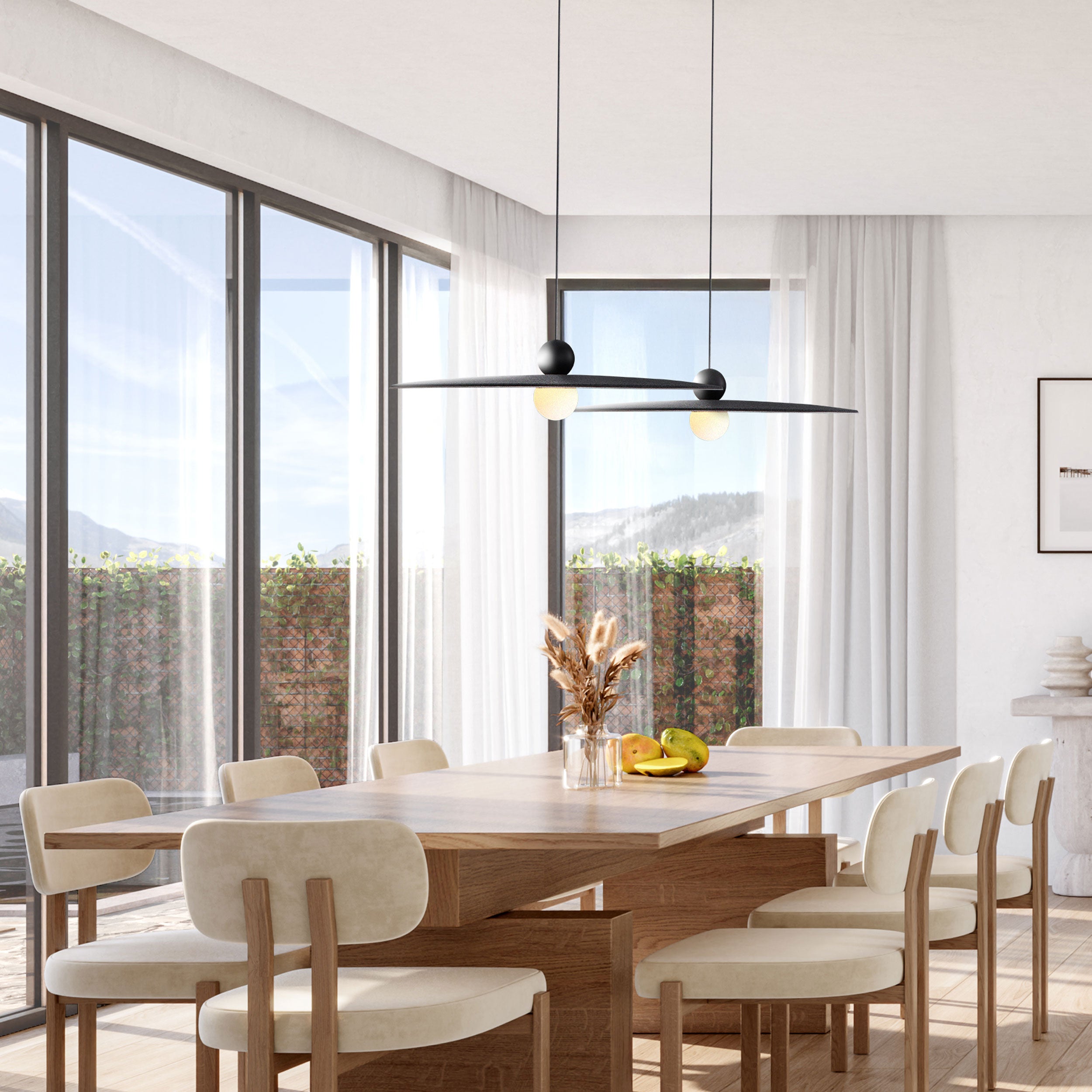 Golden Lighting Faroe 24in Integrated LED Pendant in Flecked Black/Grey Felt - - Golden Lighting