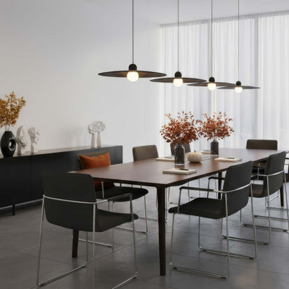 Golden Lighting Faroe 24in Integrated LED Pendant in Flecked Black/Grey Felt - - Golden Lighting