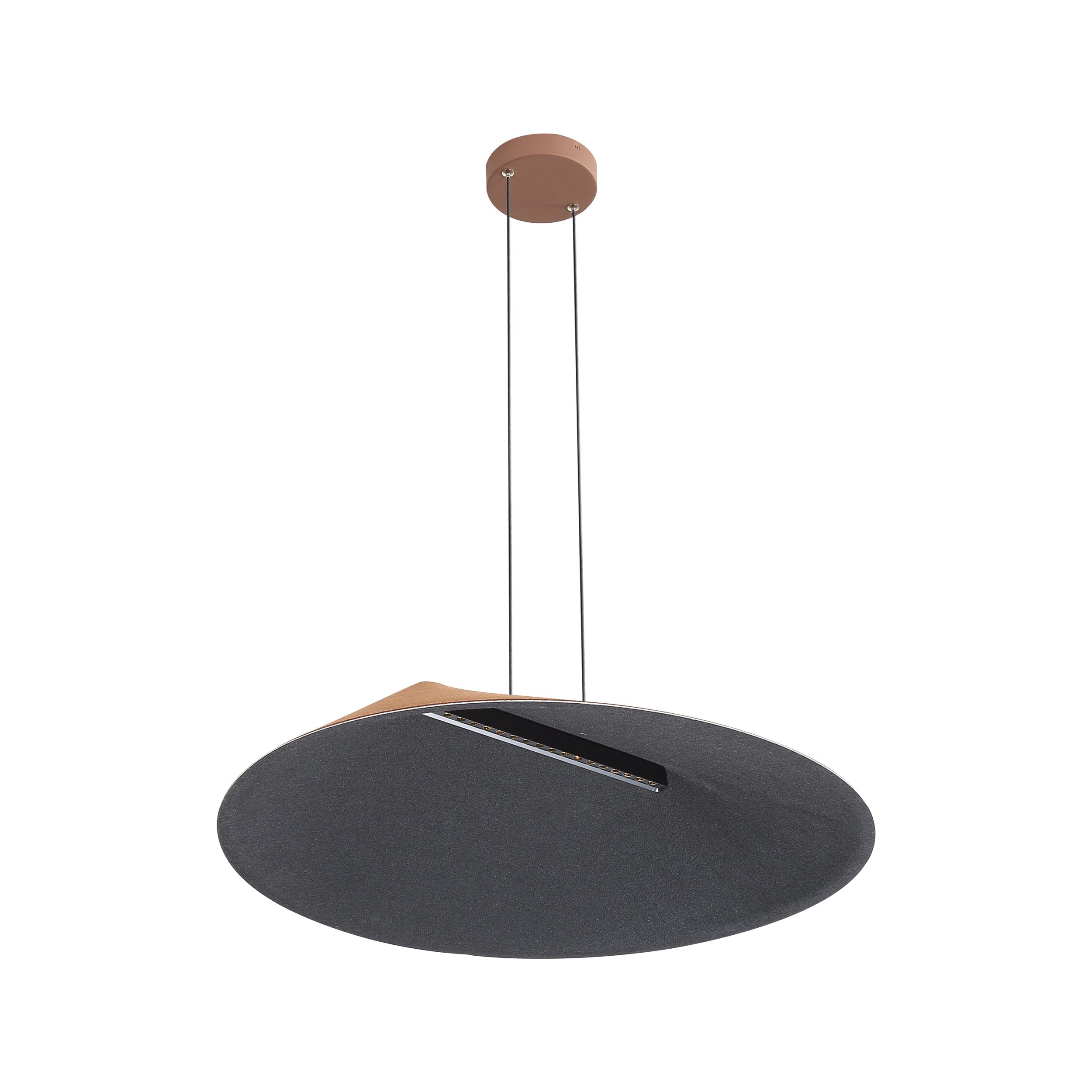 Golden Lighting Faroe 30in Integrated LED Pendant in Coffee/Black Felt - - Golden Lighting