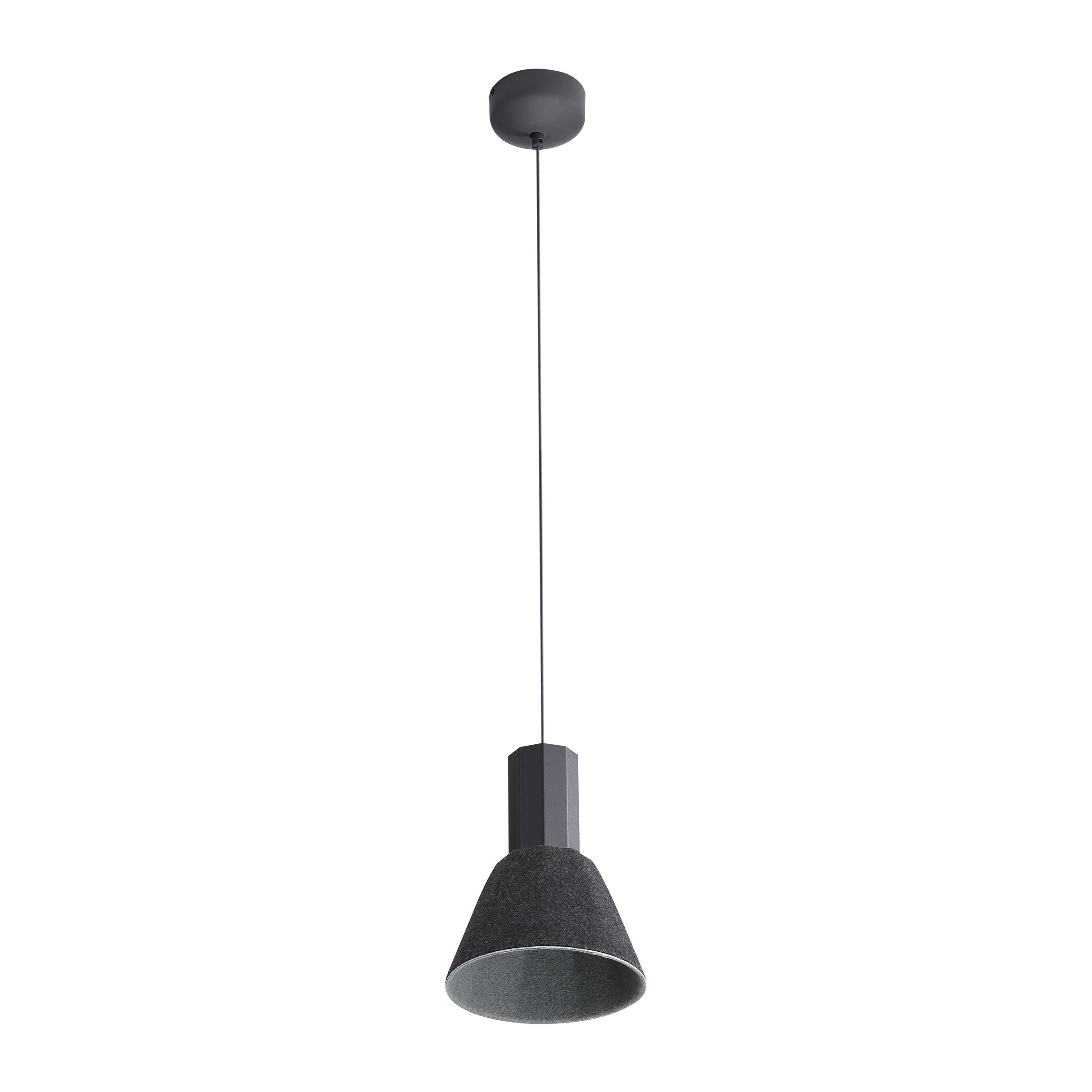 Golden Lighting Faroe 8in Integrated LED Pendant in Flecked Black/Grey Felt - - Golden Lighting