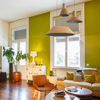 Golden Lighting Faroe 8in Integrated LED Pendant in Coffee/Black Felt - - Golden Lighting