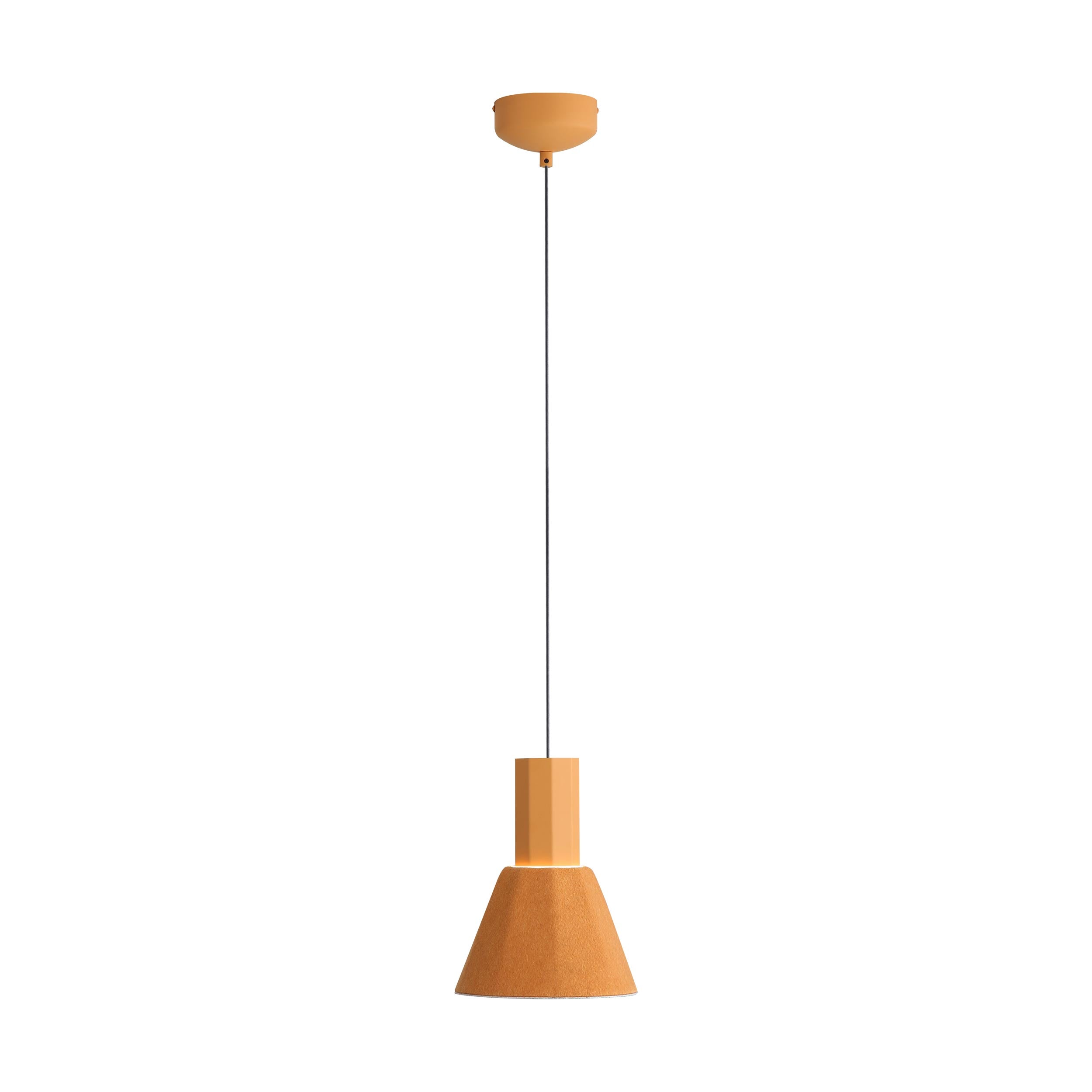 Golden Lighting Faroe 8in Integrated LED Pendant in Earth Yellow/Grey Felt
