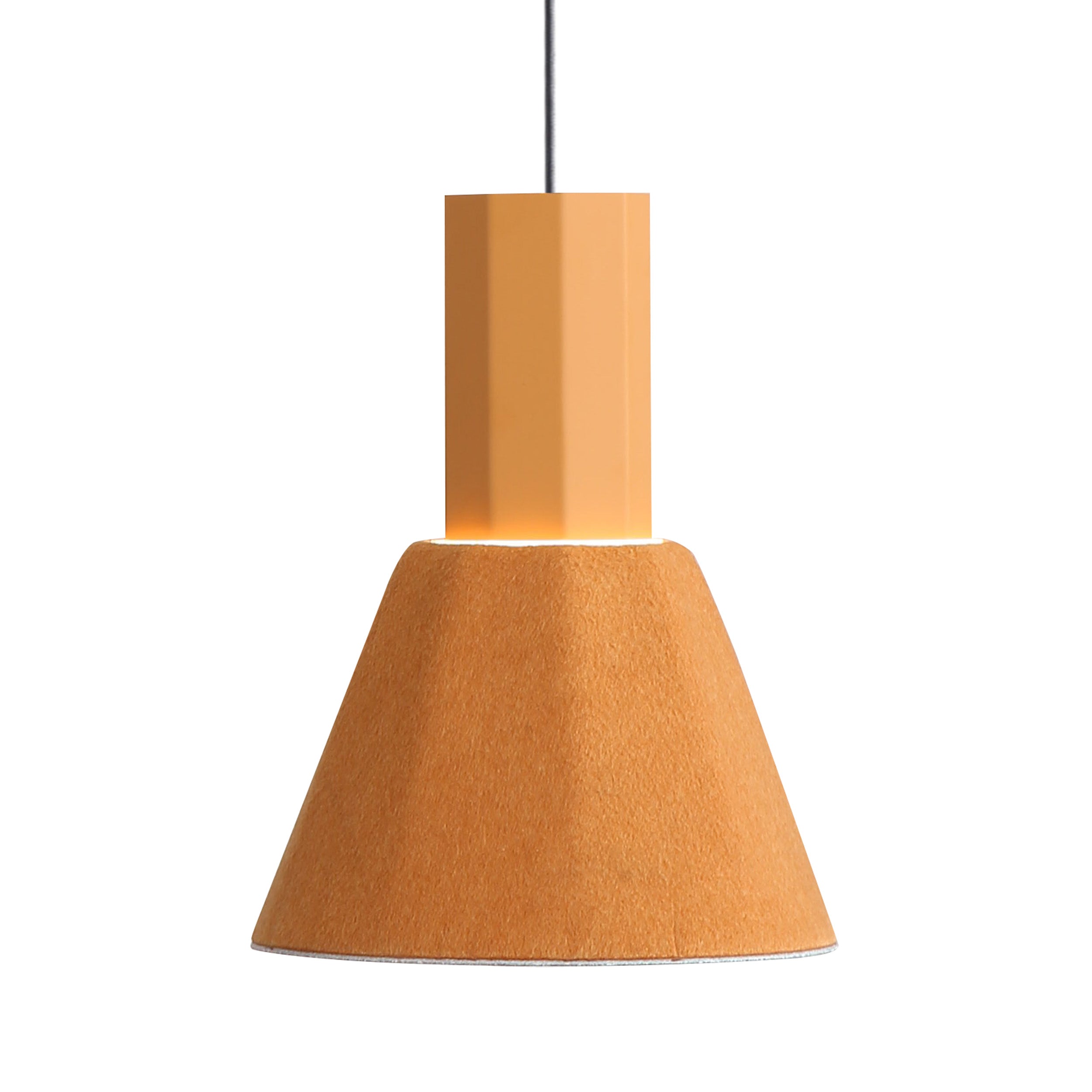 Golden Lighting Faroe 8in Integrated LED Pendant in Earth Yellow/Grey Felt