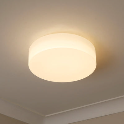 Toli Integrated LED Flush Mount in Brushed Champagne Brass, room scene detail - Golden Lighting