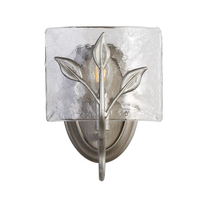 Calla 1-Light Vanity Light in Peruvian Silver with Hammered Water Glass - - Golden Lighting