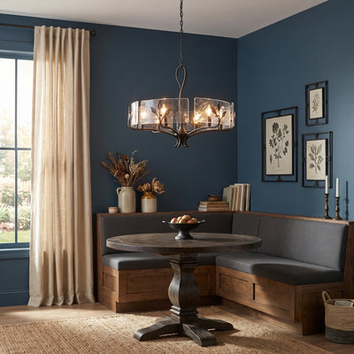 Calla 6-light Chandelier in Natural Black, AI-visualized breakfast nook scene - Golden Lighting