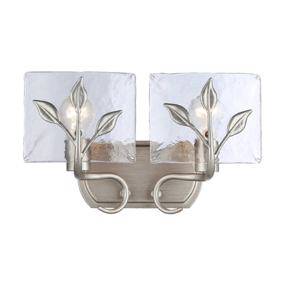 Calla 2-Light Vanity Light in Peruvian Silver with Hammered Water Glass - - Golden Lighting