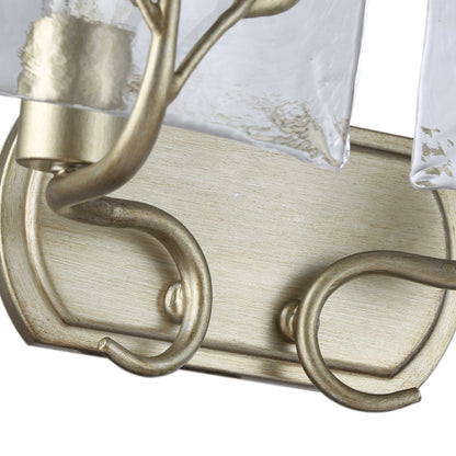 Calla 2-Light Vanity Light in White Gold with Hammered Water Glass - Default Title - Golden Lighting