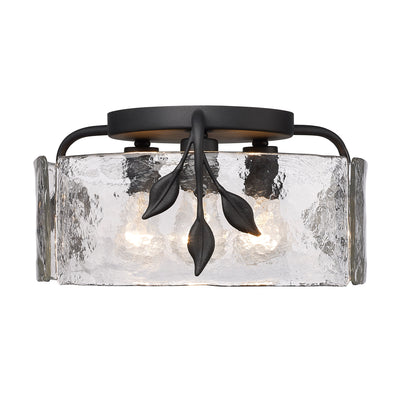 Golden Lighting Calla 3-light Flush Mount in Natural Black - - Golden Lighting