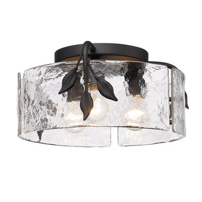 Golden Lighting Calla 3-light Flush Mount in Natural Black - - Golden Lighting