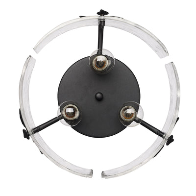 Golden Lighting Calla 3-light Flush Mount in Natural Black - - Golden Lighting