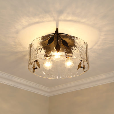Golden Lighting Calla 3-light Flush Mount in Natural Black - - Golden Lighting