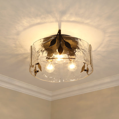 Golden Lighting Calla 3-light Flush Mount in Natural Black - - Golden Lighting